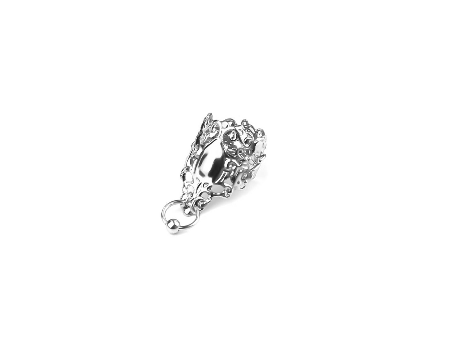 This image features a midi ring from Myril Jewels, embodying a dark avant-garde elegance. Its design is perfect for those who favor neo-gothic accessories, combining elements suitable for Halloween or everyday wear. The ring is an ideal piece for goth-chic fashion, aligning with whimsigoth and witchcore aesthetics, and stands out as a bold statement at any rave party or festival. A stylish gift idea for the goth girlfriend or friend who appreciates handcrafted, unique jewelry.