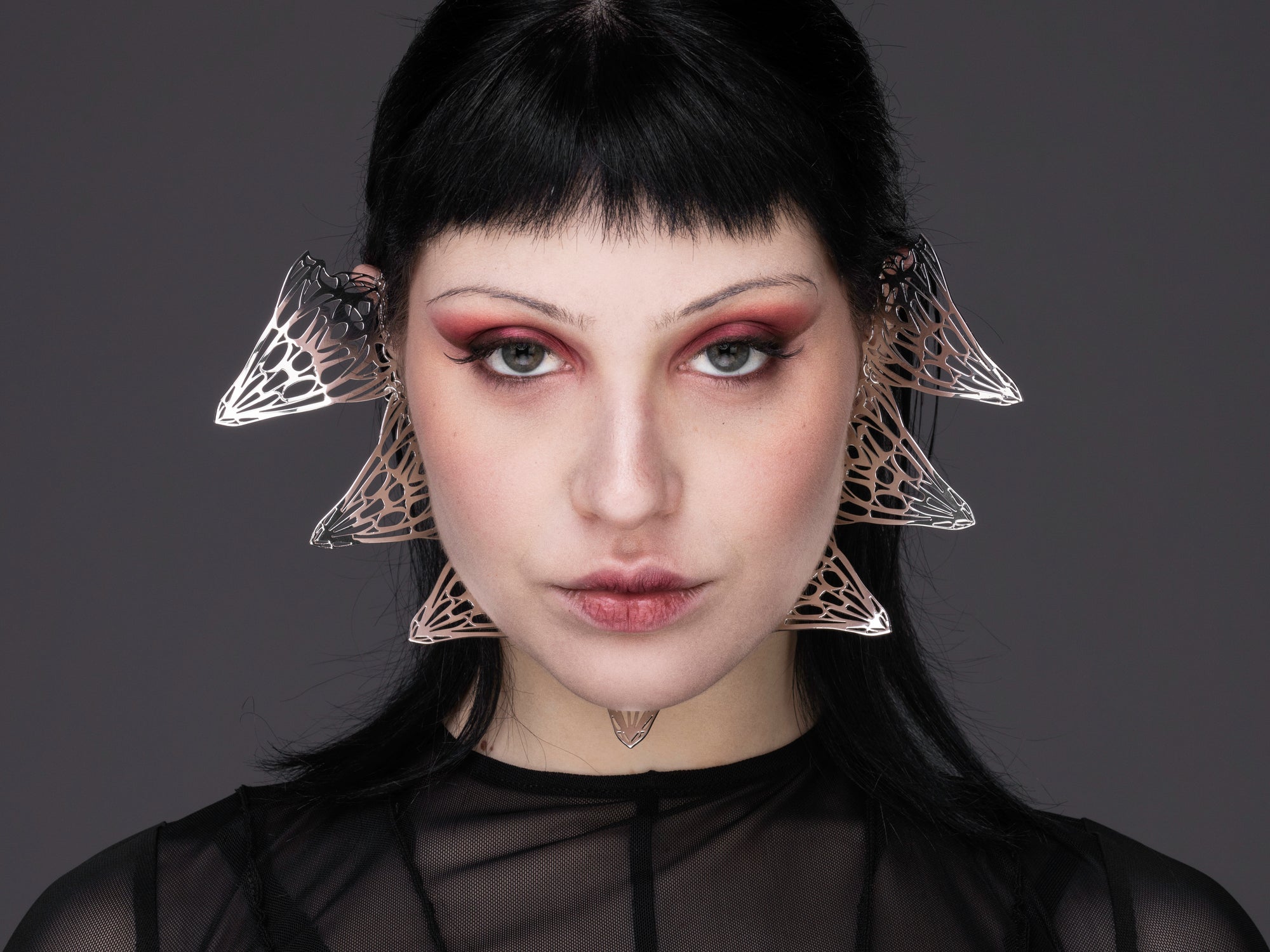 2-in-1 Avant-Garde Face Jewel and Rigid Choker OBLIVION