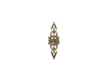 Gothic-styled bronze filigree armor ring with intricate design for those seeking a bold and avant-garde jewelry statement.