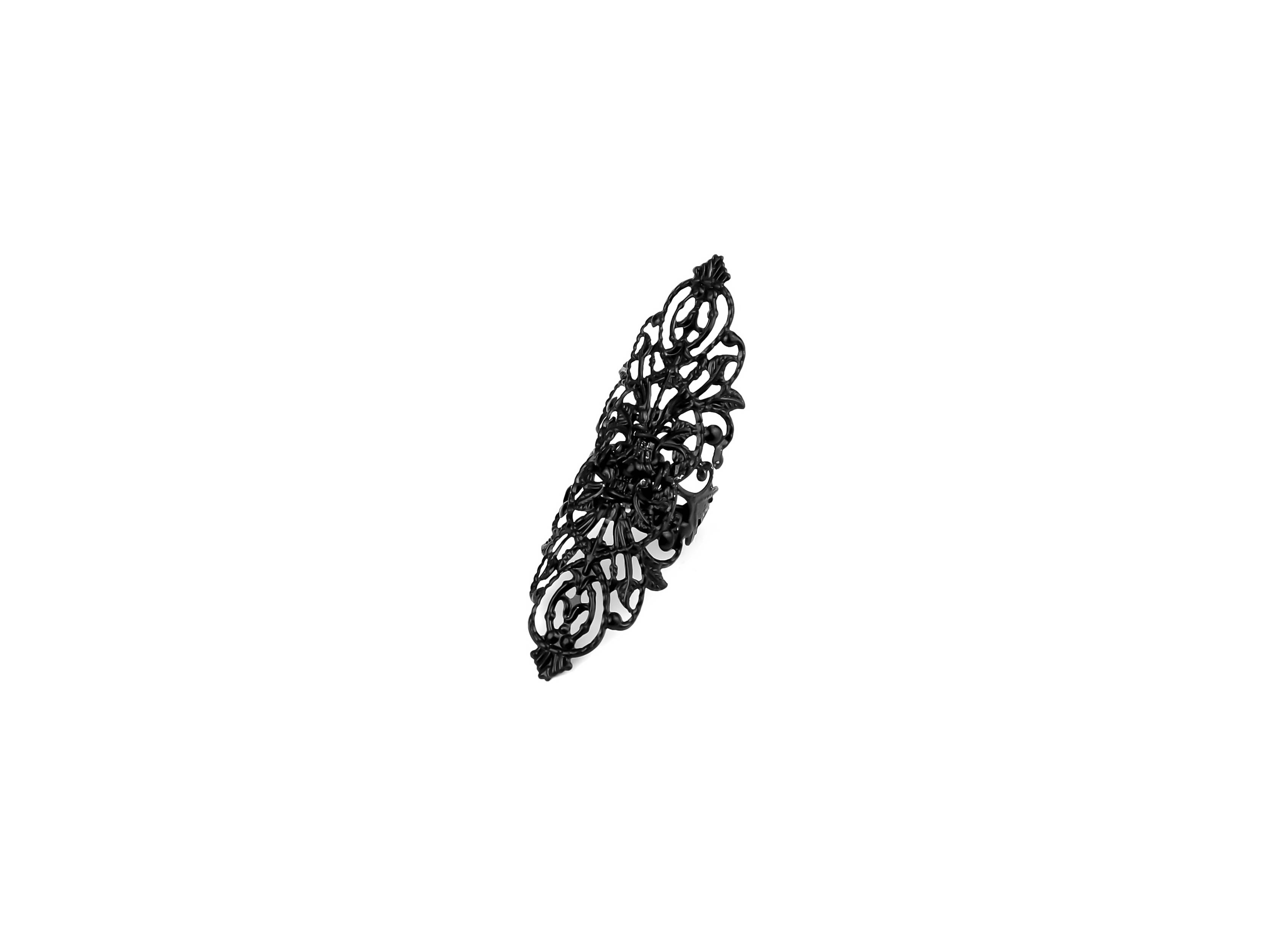 Embrace the neo-gothic elegance with this wide black gothic ring from Myril Jewels, ideal for those who fancy dark, whimsical styles. This statement piece is perfect for daily wear, festival attire, or as a distinctive goth girlfriend gift, capturing the essence of Halloween and punk jewelry with a minimalist touch.