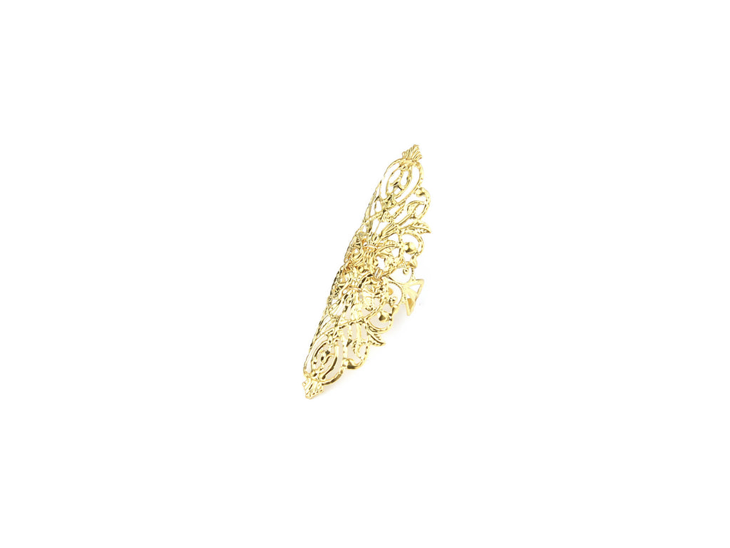 Embrace the dark allure of Myril Jewels with this wide gold gothic ring, an ideal accessory for neo-goth and alternative styles. It's the perfect statement piece for festival flair, everyday witchcore, or as a standout Halloween or punk jewelry gift for the goth girlfriend or friend in your life.