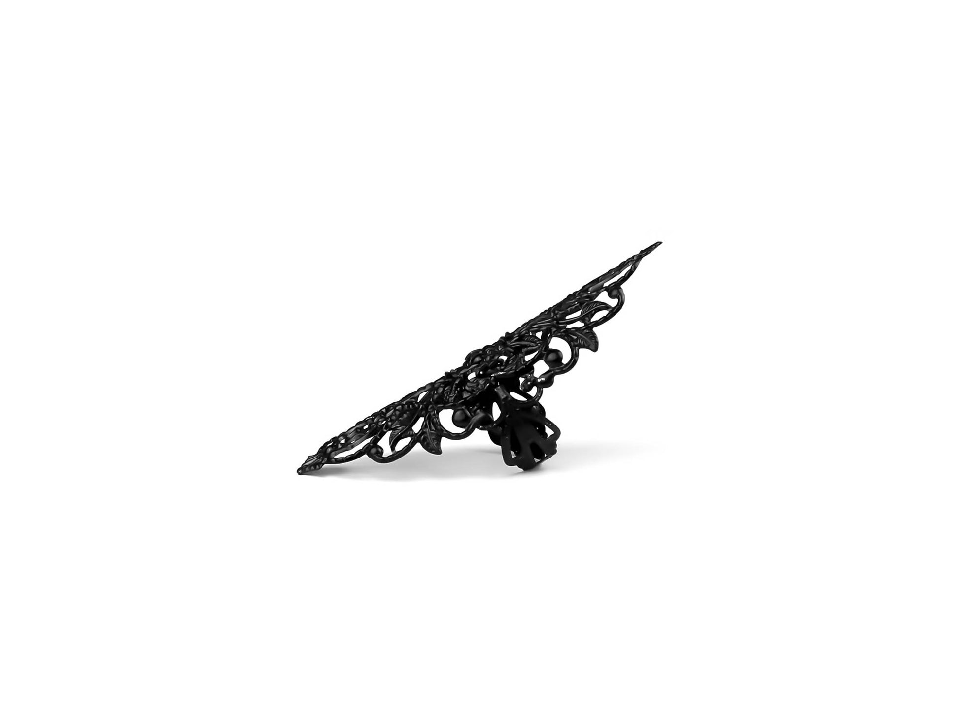 Embrace the neo-gothic elegance with this wide black gothic ring from Myril Jewels, ideal for those who fancy dark, whimsical styles. This statement piece is perfect for daily wear, festival attire, or as a distinctive goth girlfriend gift, capturing the essence of Halloween and punk jewelry with a minimalist touch.