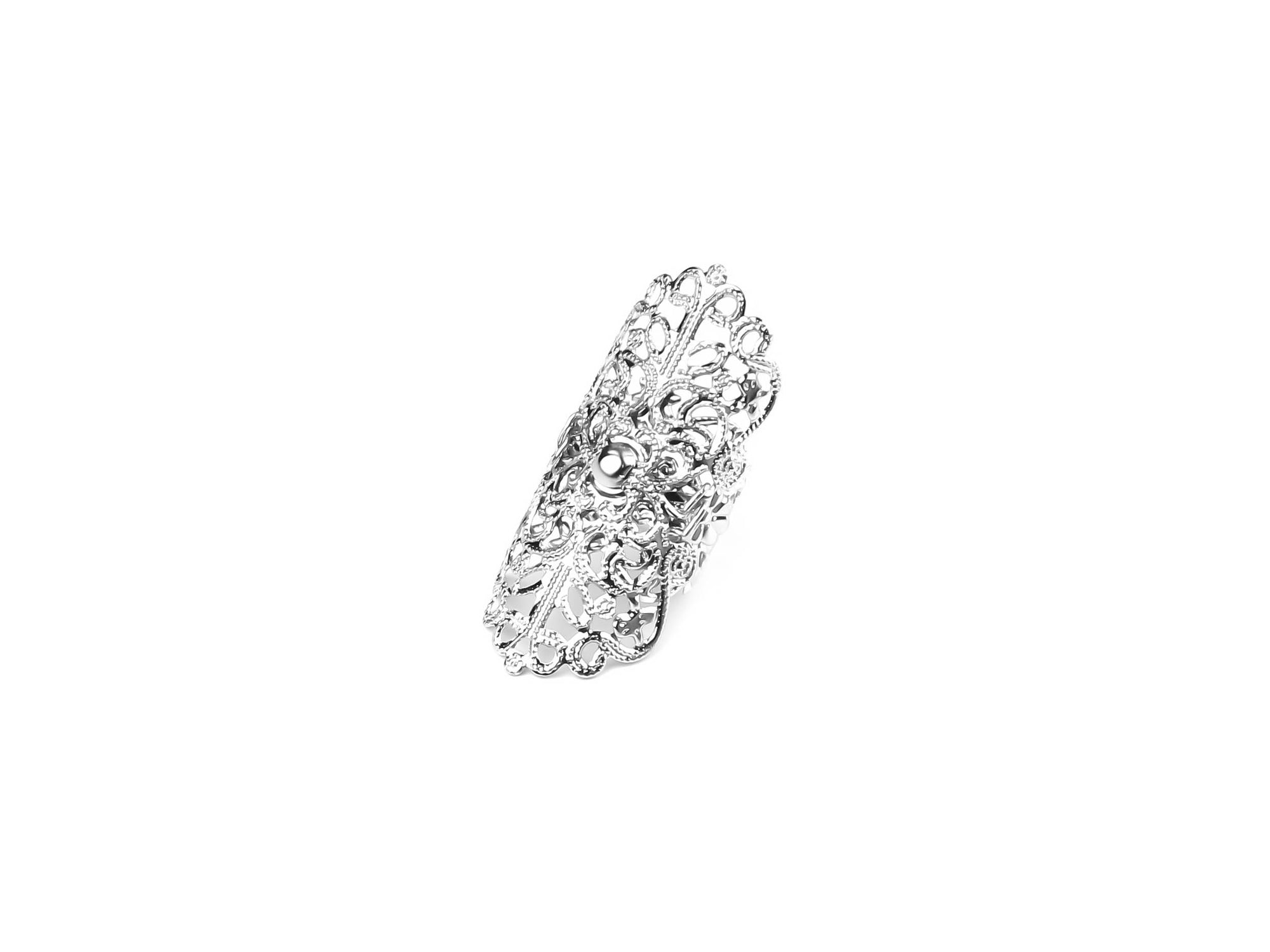 An intricate Myril Jewels oval gothic ring, crafted in a neo-goth style, stands out as a bold piece of Halloween or punk jewelry. The lavish pattern evokes whimsigoth and witchcore vibes, ideal for everyday wear or as a statement accessory for rave parties and festivals. A striking gift for those with a love for minimal goth aesthetics or seeking drag queen jewels.