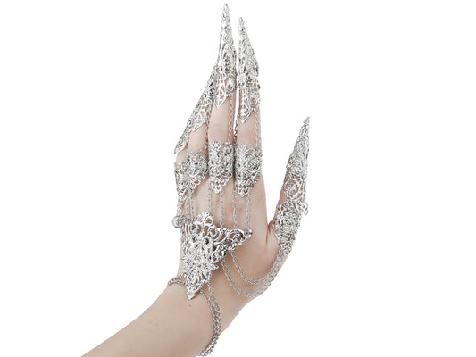 Black Gothic Glove with Claw Rings REYNISFJARA - MYRIL JEWELS – Myril Jewels