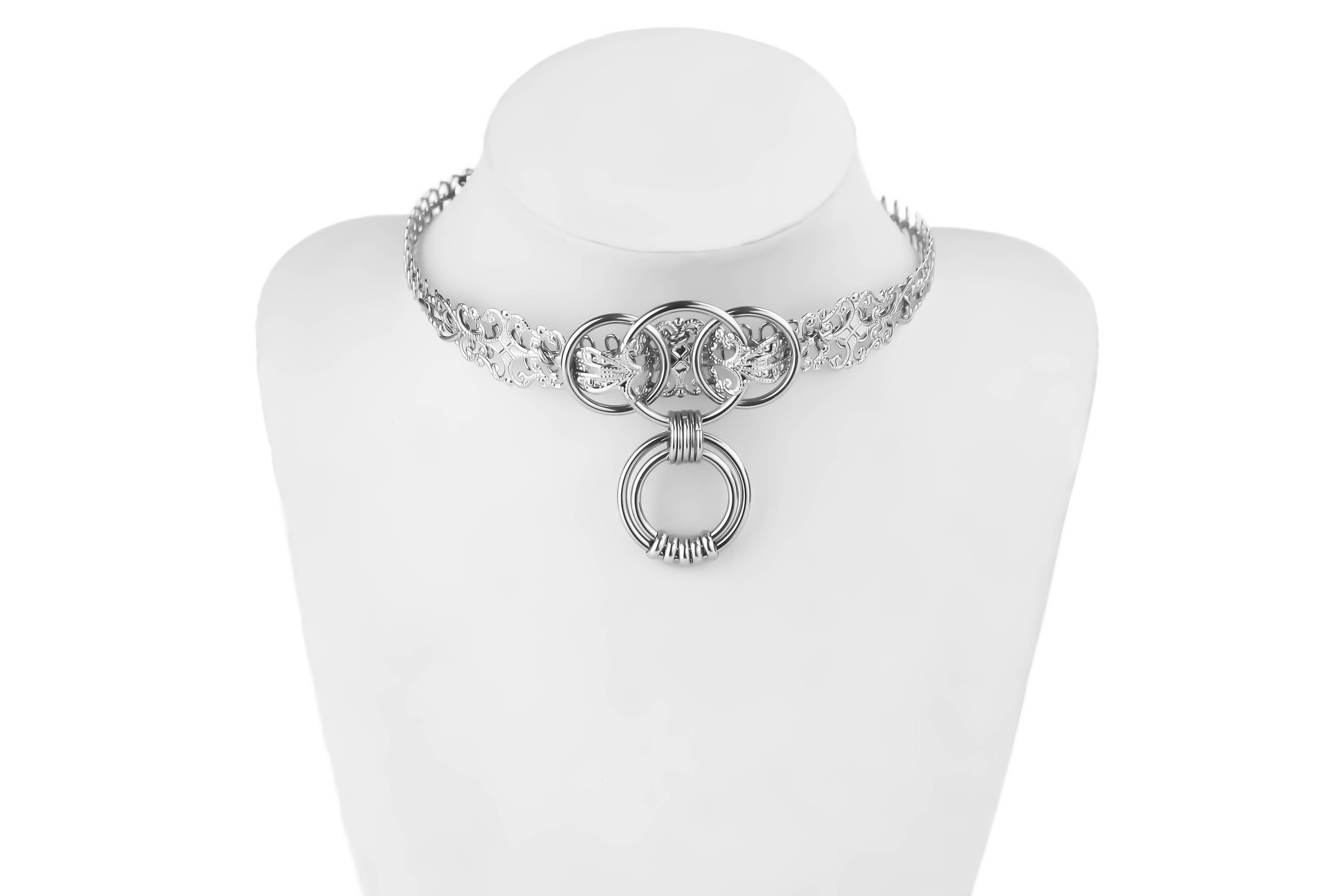 Filigraner Choker mit Ringen R-03