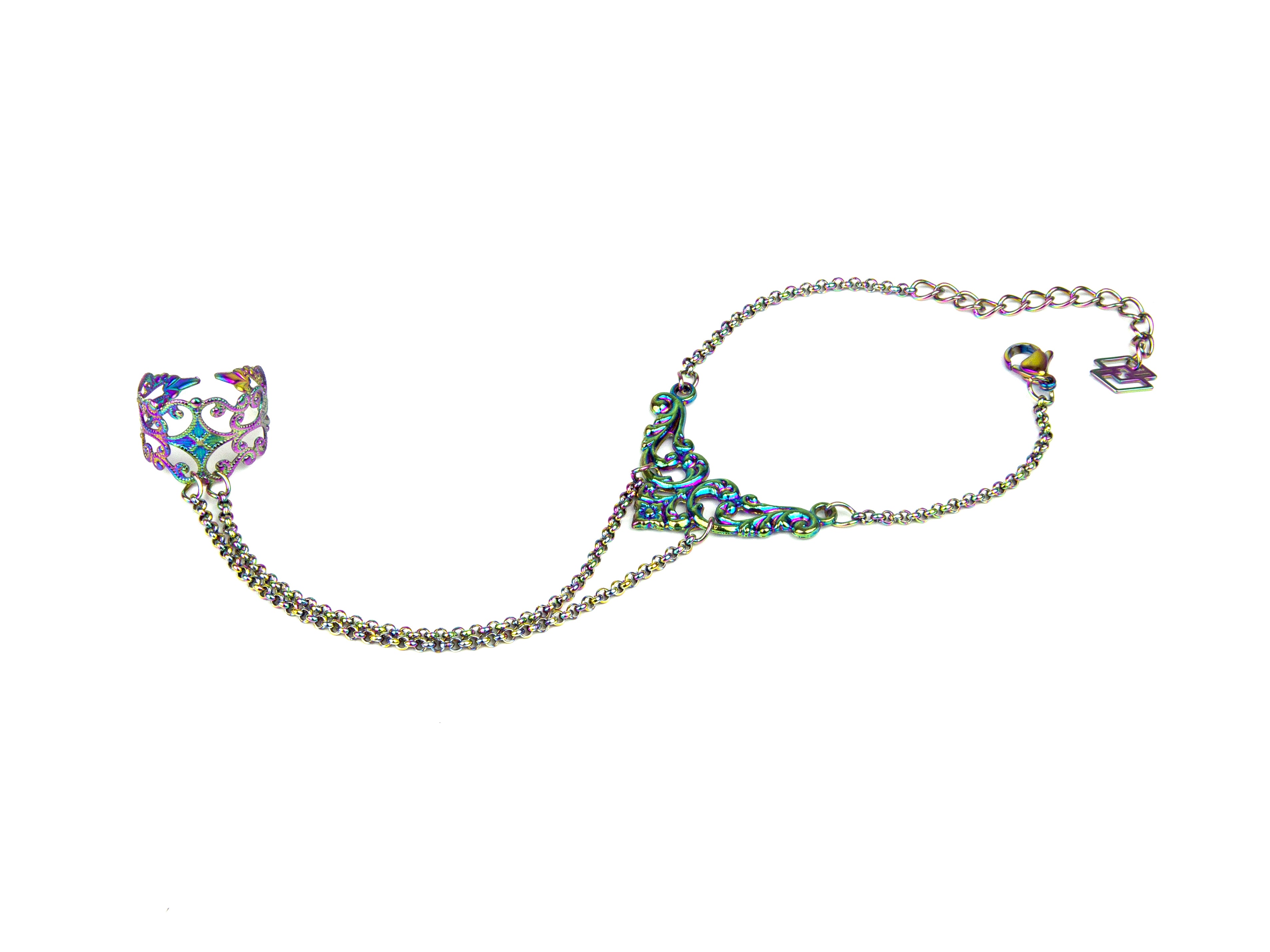 Bracciale a catena ad anelli GHIBLI + Set unghie finte LILLY