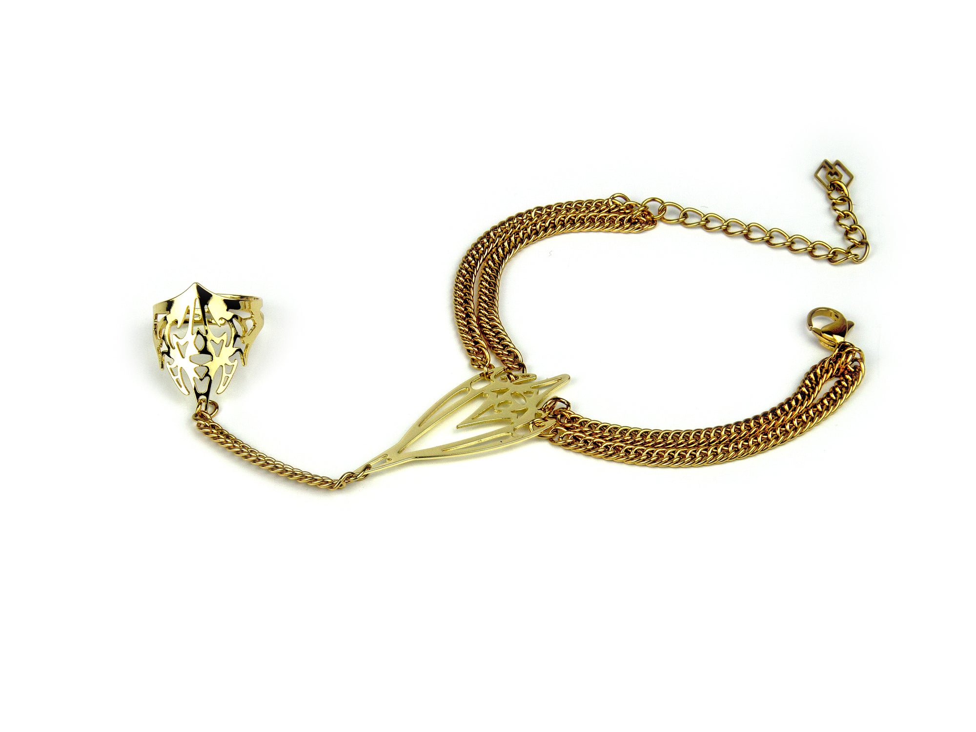 Statement Futuristic Goth Bracelet Ring ASTRIDYN