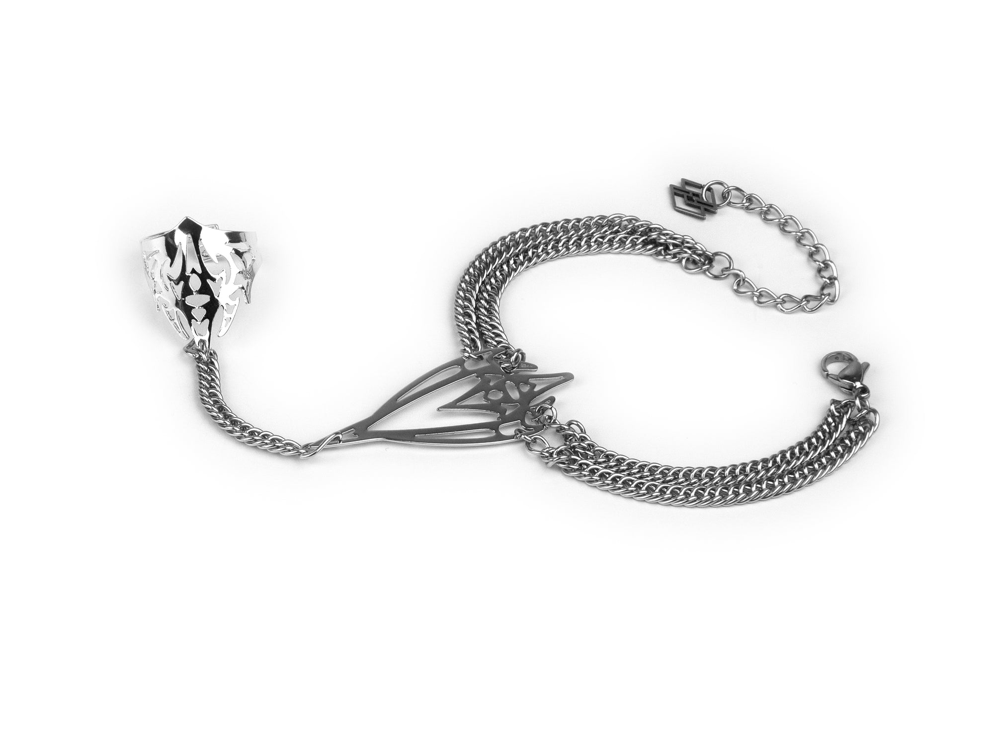 Statement Futuristic Goth Bracelet Ring ASTRIDYN