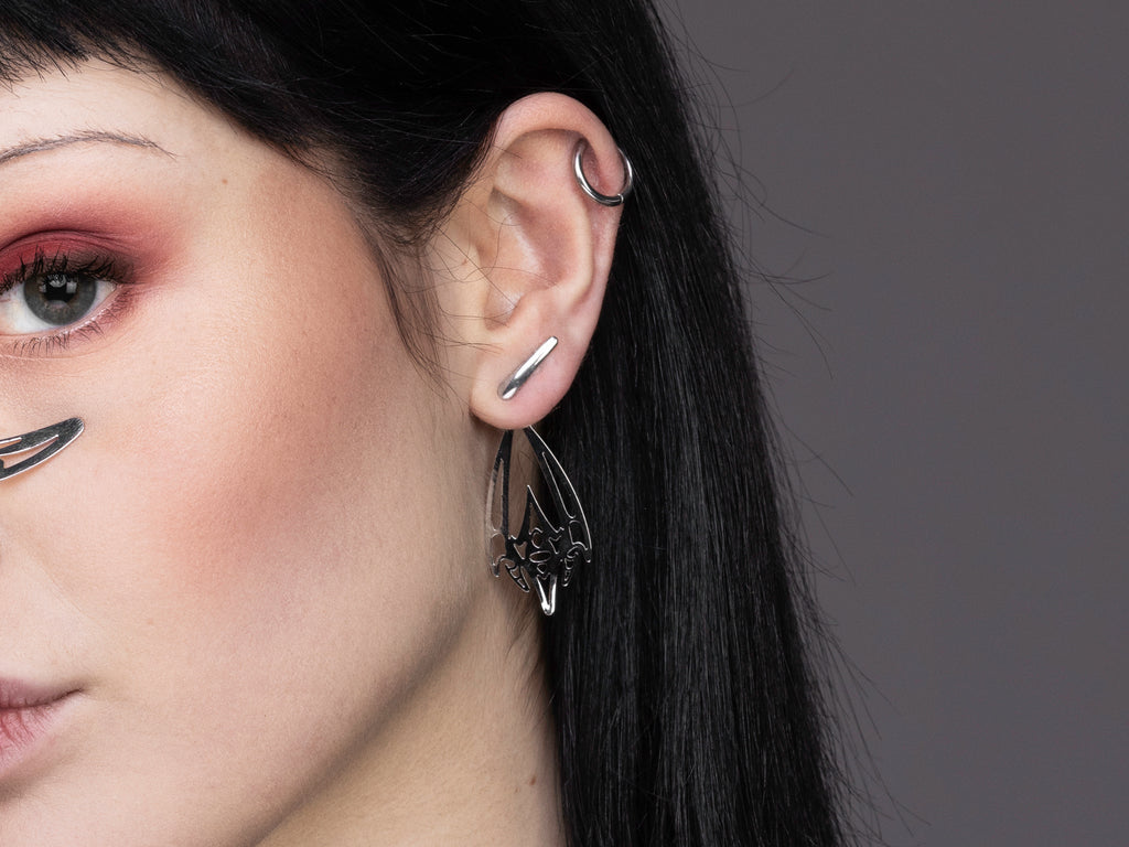 Tiny Dark Futuristic Earrings LUMORA