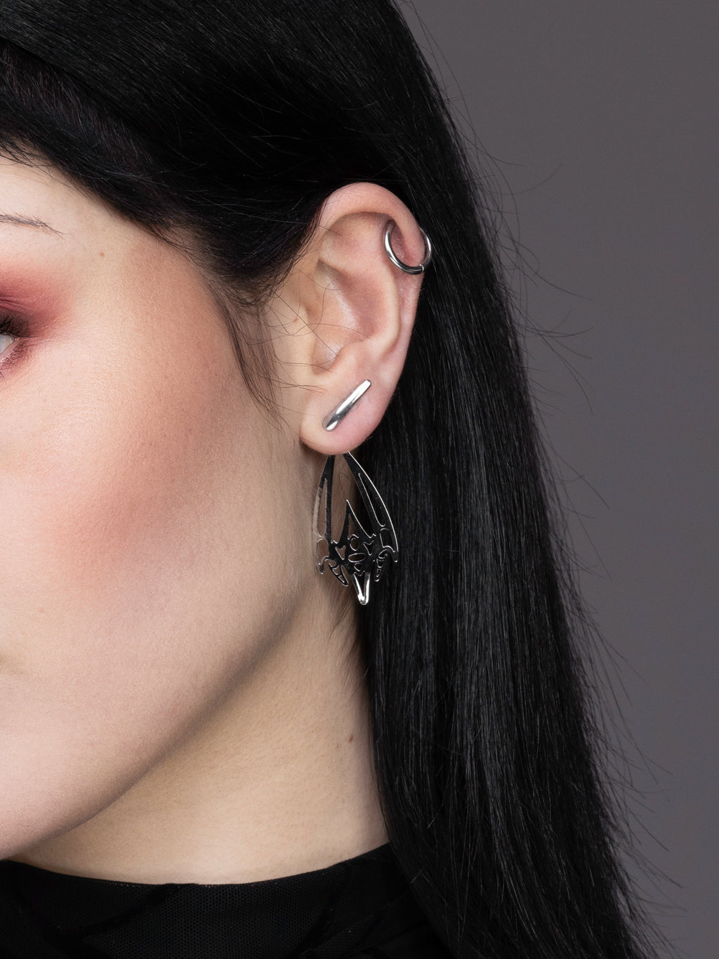Tiny Dark Futuristic Earrings LUMORA