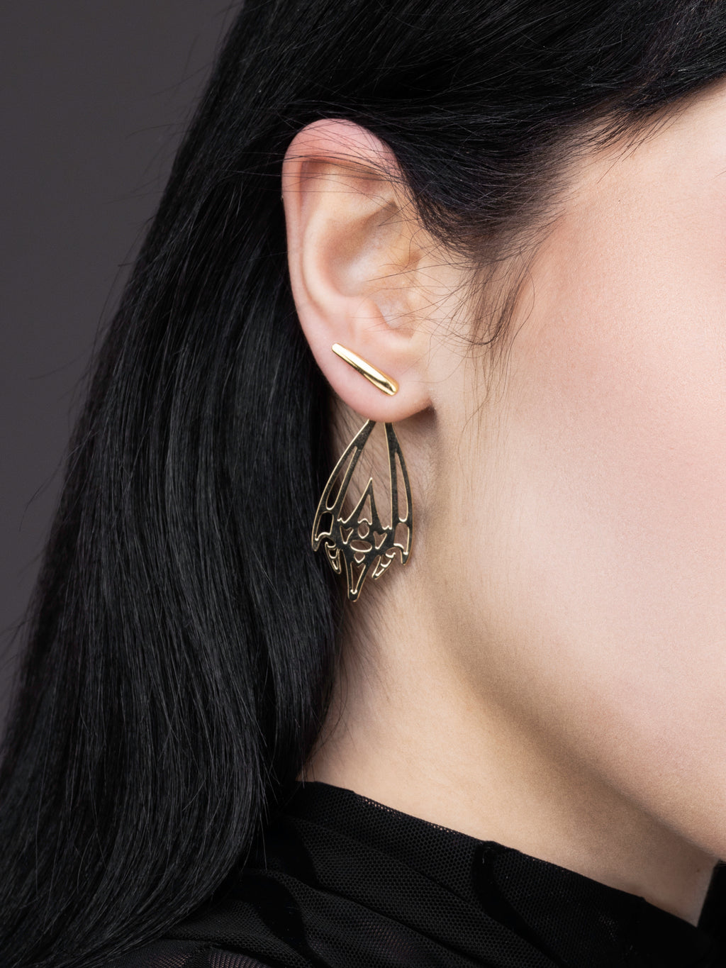 Tiny Dark Futuristic Earrings LUMORA