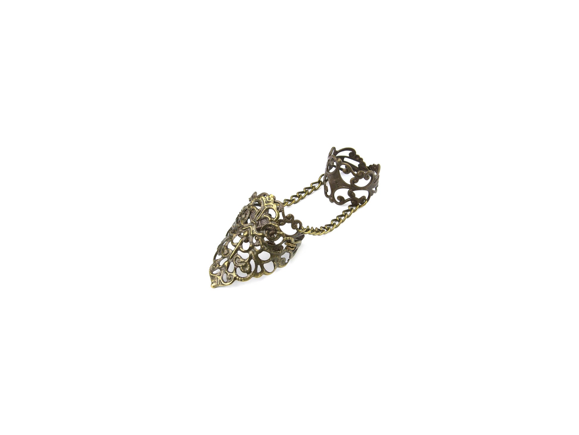 Discover Myril Jewels' gothic bronze double ring, a striking piece combining neo-goth style with a dark avant-garde twist. Perfect for Halloween and punk fashion, it's an essential addition to any witchcore wardrobe, and a bold choice for festival or rave jewelry. A truly unique goth girlfriend gift or a statement piece for everyday wear.