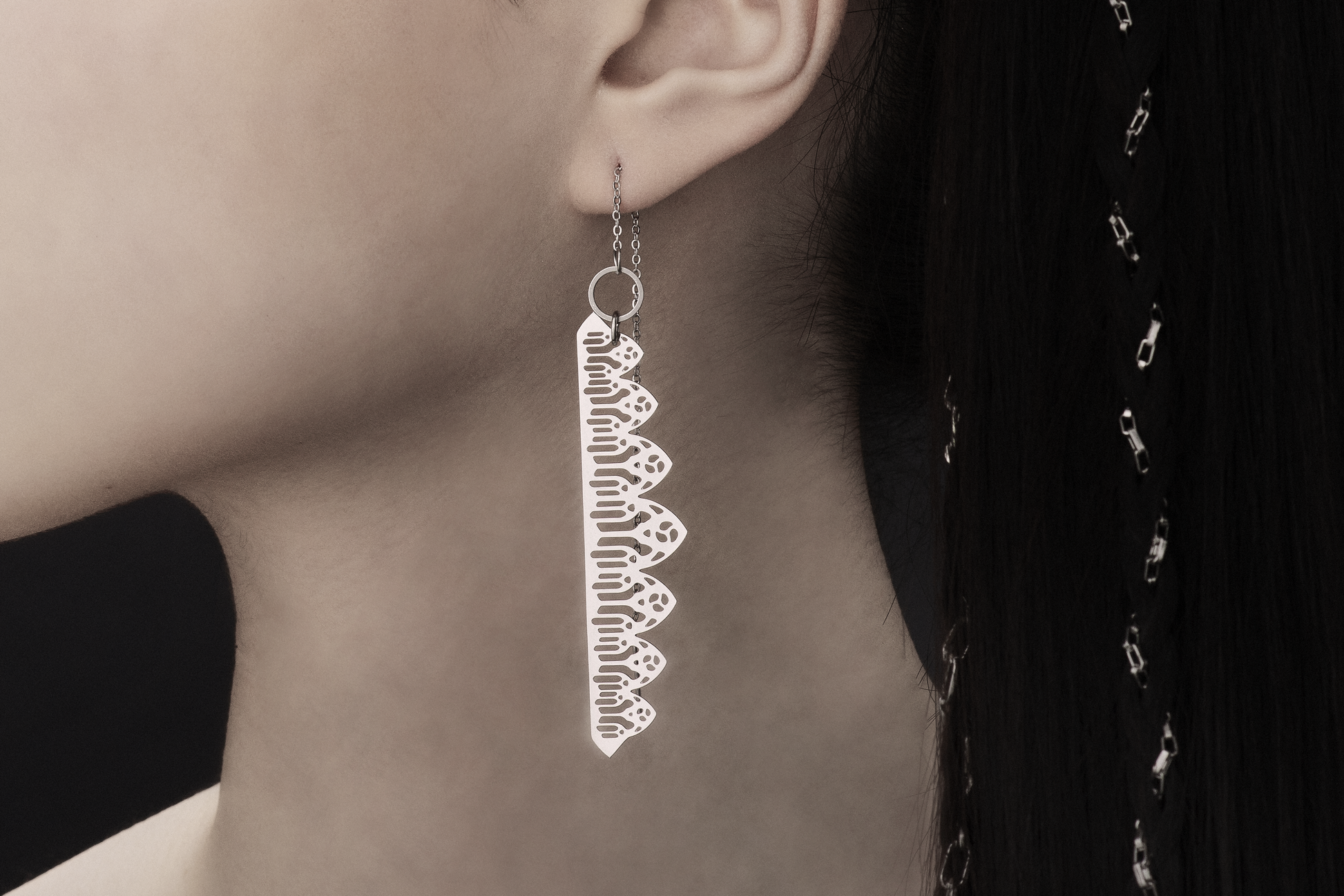 Capture the spirit of dark elegance with Myril Jewels' Goth Threader Earrings, intricately designed with Gothic arches inspired filigree. These stainless steel pieces echo the timeless allure of Neo Gothic jewels, making them a perfect accessory for Halloween, rave parties, or as a bold statement in everyday minimal goth fashion. An ideal gift to enchant a goth girlfriend or friend with a love for Witchcore aesthetics