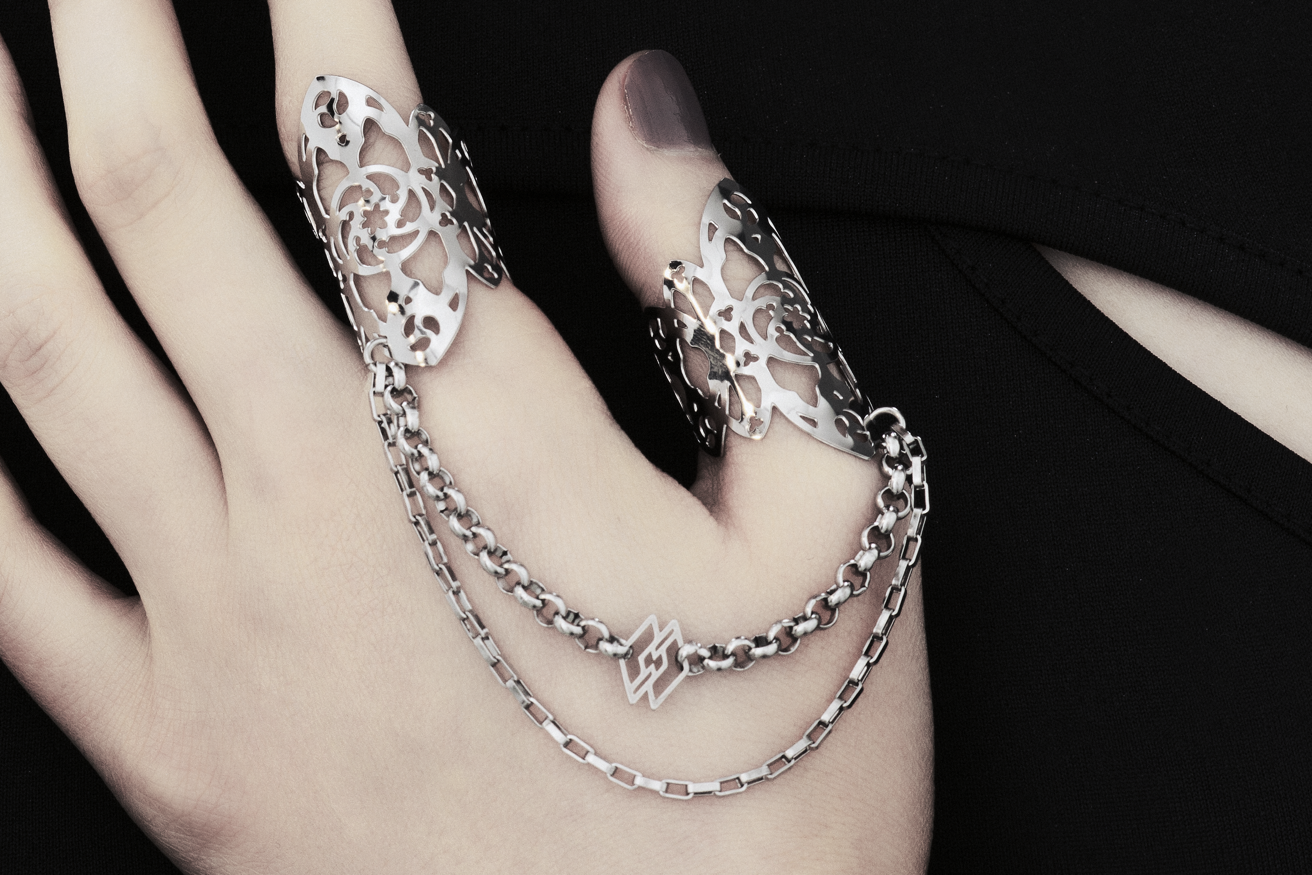 Myril Goth Double Ring NIKKI - MYRIL JEWELS – Myril Jewels